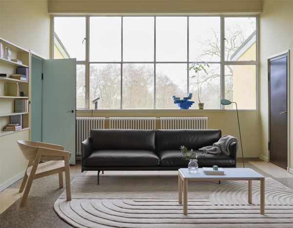 Muuto, Outline sohva, 3-istuttava, Refine nahka musta Sohvat Spazio