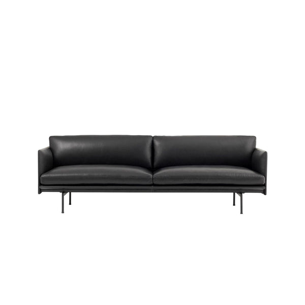 Muuto, Outline sohva, 3-istuttava, Refine nahka musta Sohvat Spazio