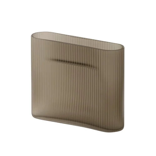 Ridge maljakko, 16,5 cm, taupe huurrelasi