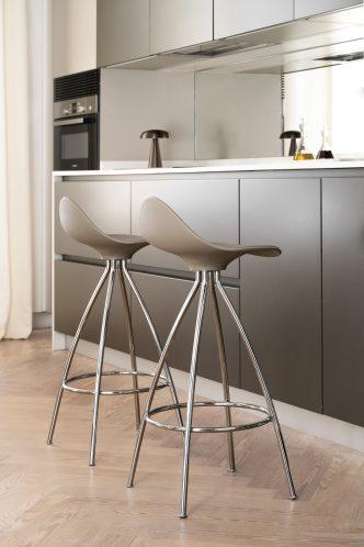 Onda baarituoli, 66 cm, taupe/kromi - Spazio