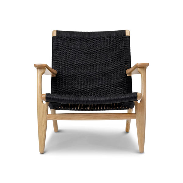 Carl Hansen & Søn, CH25 Lounge nojatuoli, lakattu tammi, musta paperinaru - Tuolit Spazio