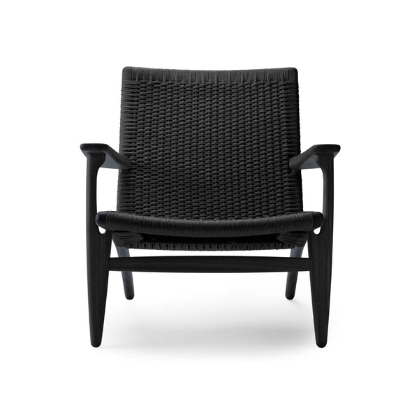 Carl Hansen & Søn, CH25 Lounge nojatuoli, mustaksi maalattu tammi, musta paperinaru - Tuolit Spazio