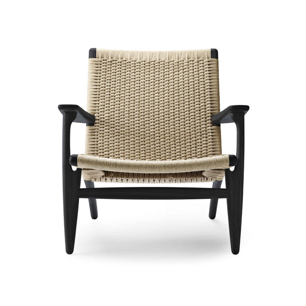 Carl Hansen & Søn, CH25 Lounge nojatuoli, mustaksi maalattu tammi, paperinaru - Tuolit Spazio
