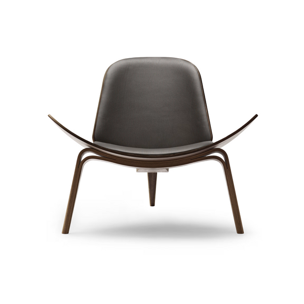 Carl Hansen & søn, Shell tuoli, öljytty pähkinä, ruskea nahka - Tuolit Spazio