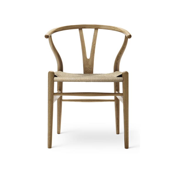 Carl Hansen & søn, Wishbone tuoli 55 x 76, tammi, ruskea nahka - Tuolit Spazio