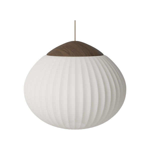 Bolia Acorn riippuvalaisin valkoinen kangasvarjostin ruskea tammi D64 cm - valaisimet Spazio