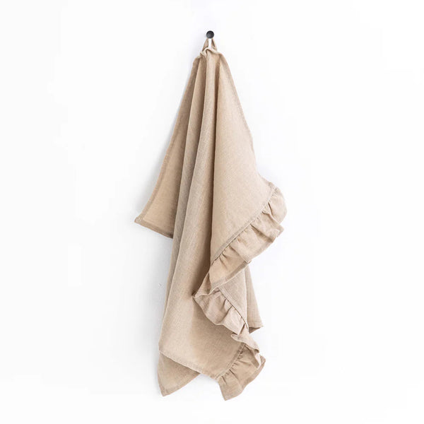 Magic Linen keittiopyyhe röyhelö, beige - keittiötekstiilit Spazio