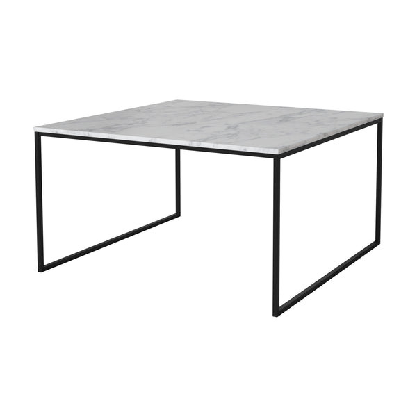 Como sohvapöytä 90 × 90 cm, harmaa-valkoinen marmori, musta teräsjalusta, korkeus 48 cm - Pöydät Spazio