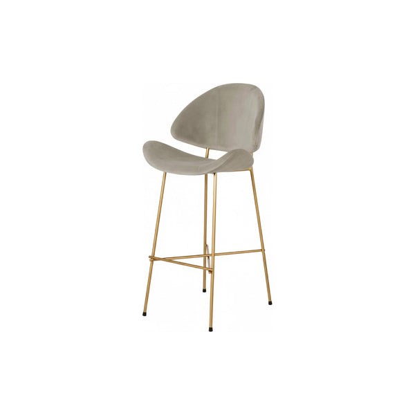 Iker Cheri baarituoli velours beige, kultainen jalka - tuolit Spazio